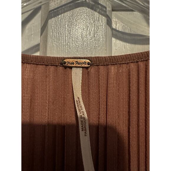 FREE PEOPLE Can't Help It Plisse Mini Dress In Clay Pink Size Large Boho Dreamy - Picture 4 of 15